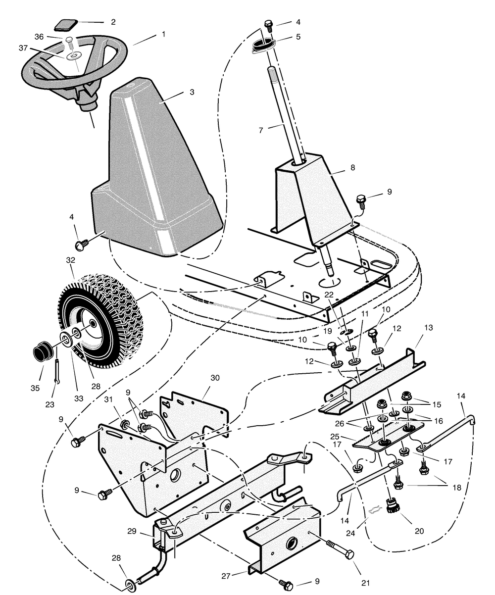 Steering Diagram and Parts List for 309311X692A  Briggs and Stratton Lawn Tractor